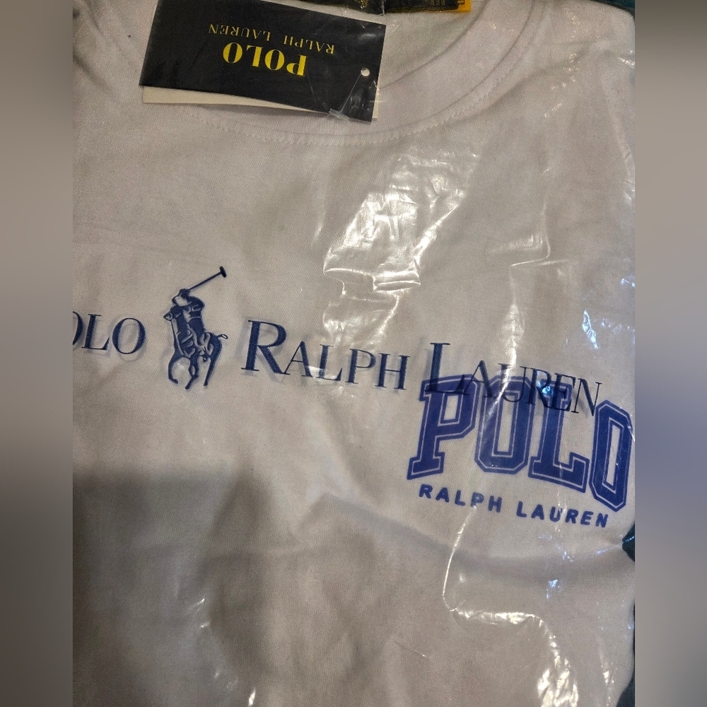 Polo Ralph Lauren Graphic Joggers & TShirt Blue & White (2 PIECE SET) Size Small - Picture 3 of 5